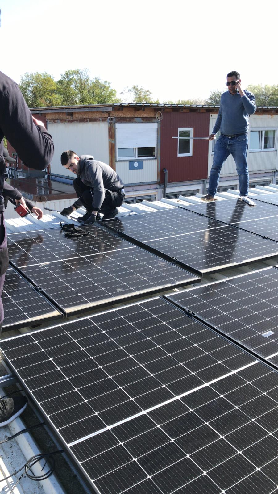 Installation team fixing the modules