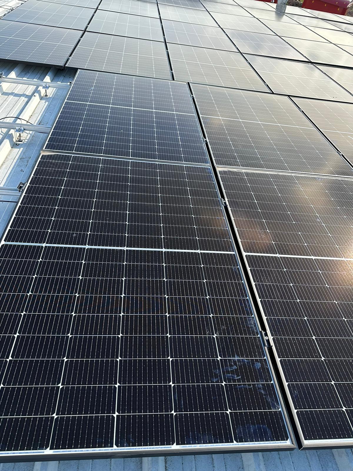 Detail of the module layout on the hall roof