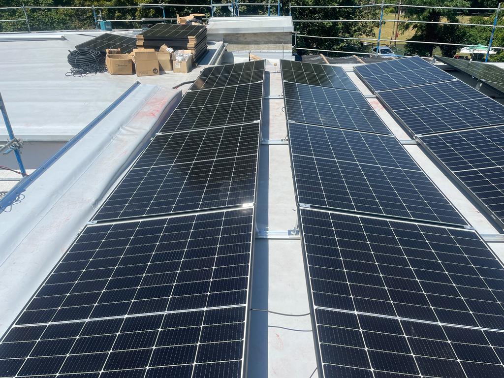 East-west layout on a flat roof
